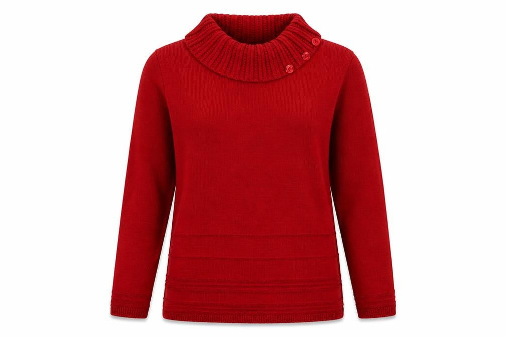 Front view of pure&natural women’s red jumper, size S