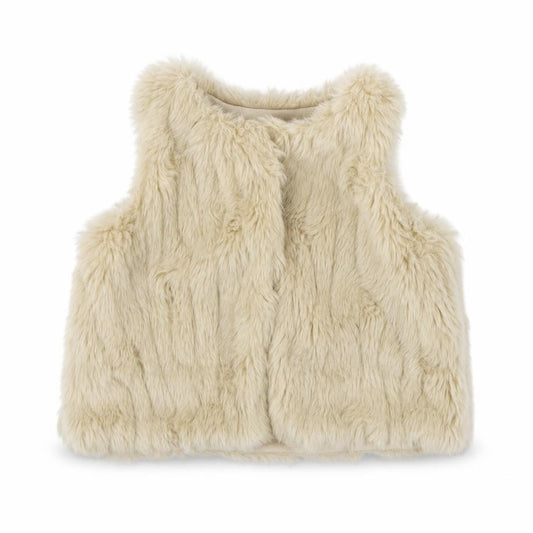 Front view of F&F girls’ beige colourblock basic coat snowsuit, size 36, months