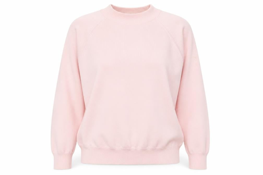 Front view of Brettles women’s pink knit jumper, size S