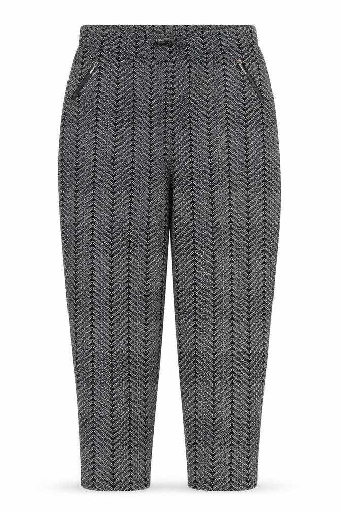 Bonmarché Womens Black Geometric  Trousers  Size 16 L28 in