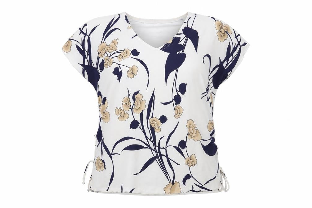Saloos Womens White Floral  Basic Blouse Size L