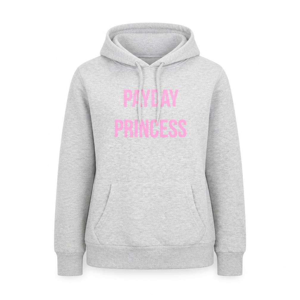 Front view of Primark women’s grey pullover hoodie, size UK 10, - payday princess