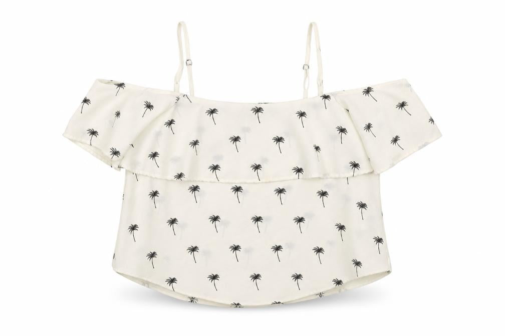 Divided by H&M Womens Ivory   Camisole Blouse Size 16  - palm trees, cropped