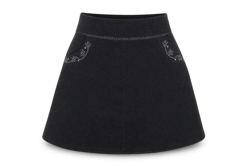 Front view of BHS girls’ grey a-line skirt, size 7, years