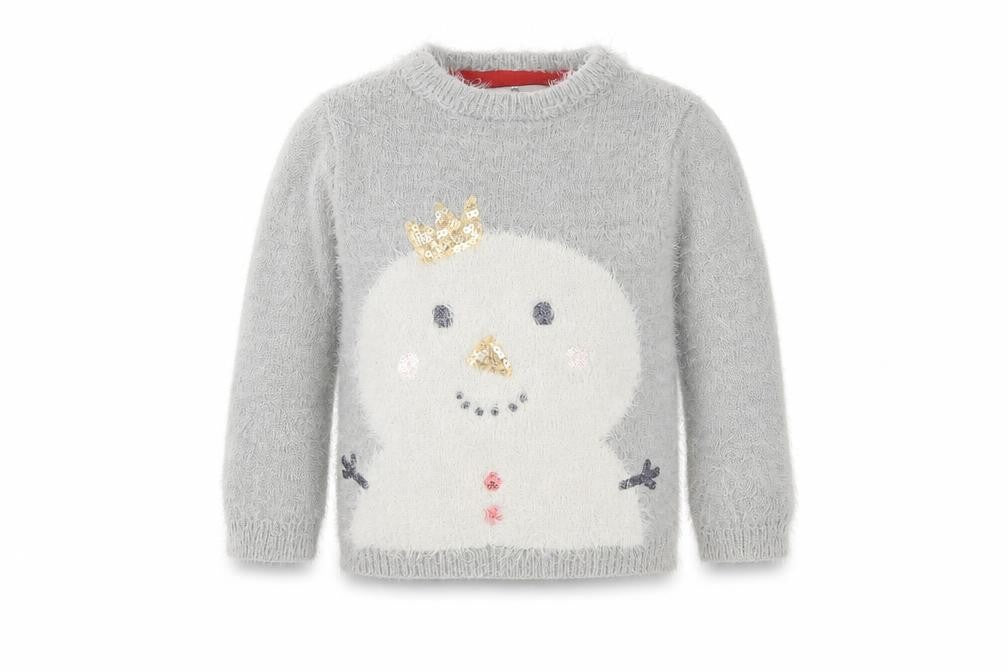 Front view of Marks & Spencer kids girls’ grey knit pullover sweatshirt, size 2, years - chrismas