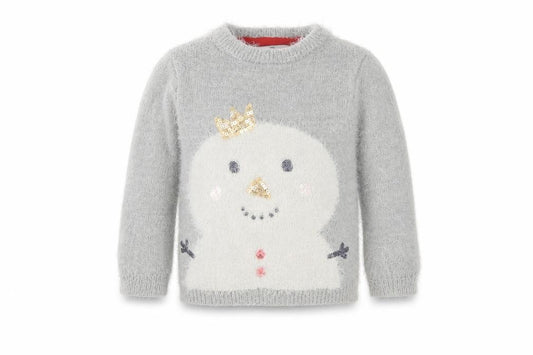 Front view of Marks & Spencer kids girls’ grey knit pullover sweatshirt, size 2, years - chrismas