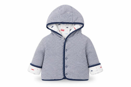 Front view of Preworn Baby Blue Spotted Basic Jacket Jacket, size 3-6, Months