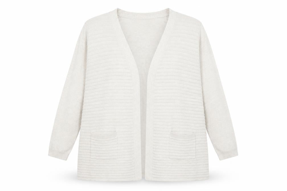 Front view of The Collection women’s ivory wrap jumper, size UK 18