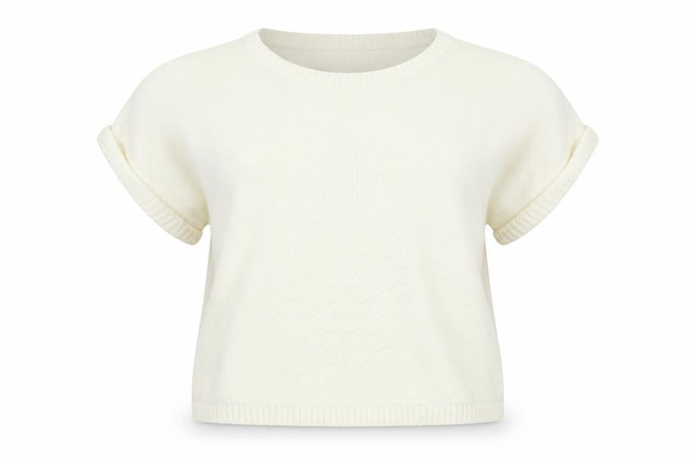 Front view of Miss Selfridge women’s white jumper, size UK 6