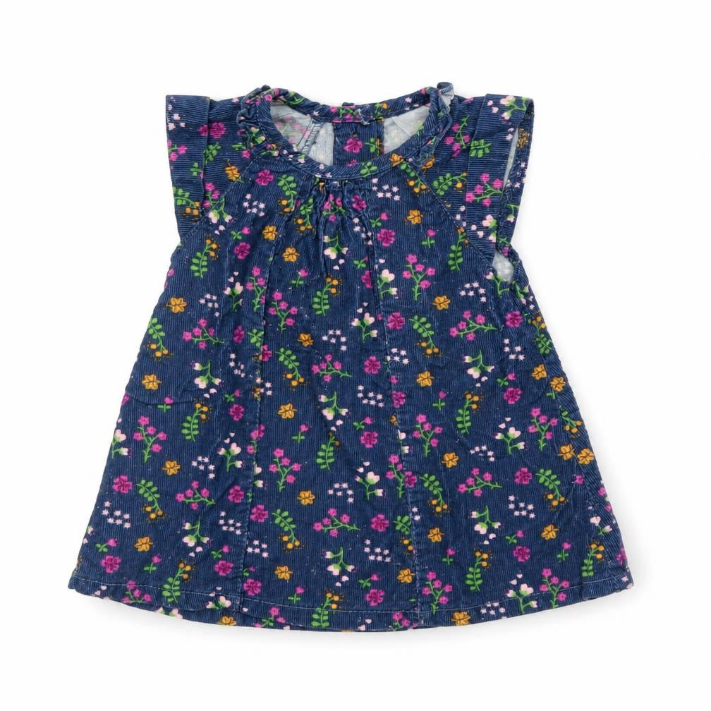 Baby Club Girls Blue Floral Corduroy A-Line  Size 0-3 Months