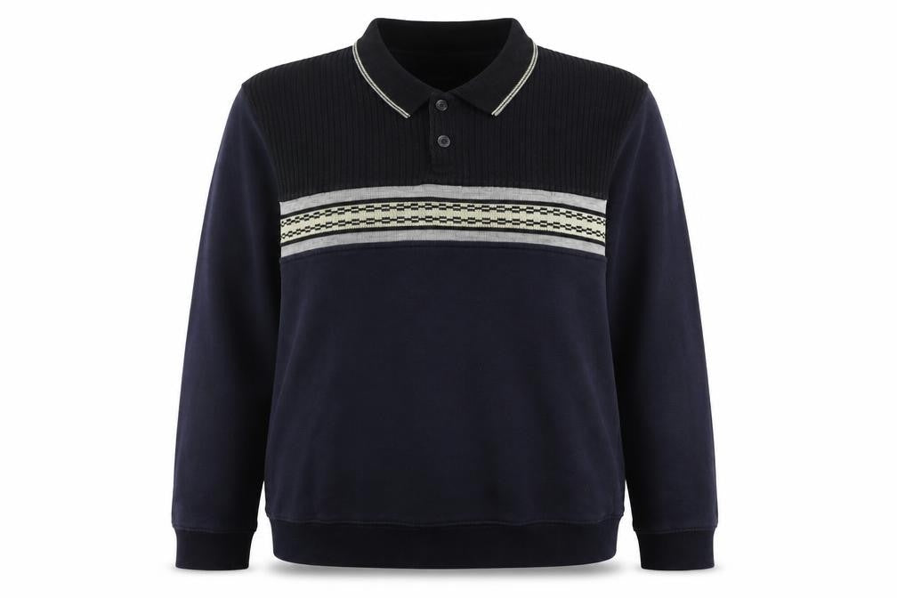 Front view of BHS women’s blue geometric jumper, size XL