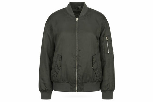 Front view of Divided by H&M women’s green jacket coat, size UK 12, - needs a good clean