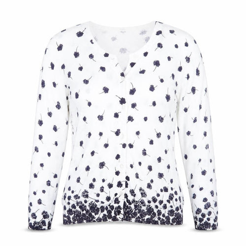 Isle Womens White Floral  Cardigan Jumper Size S