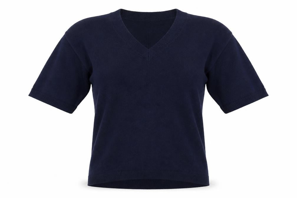 Front view of Lands' End women’s blue jumper, size S