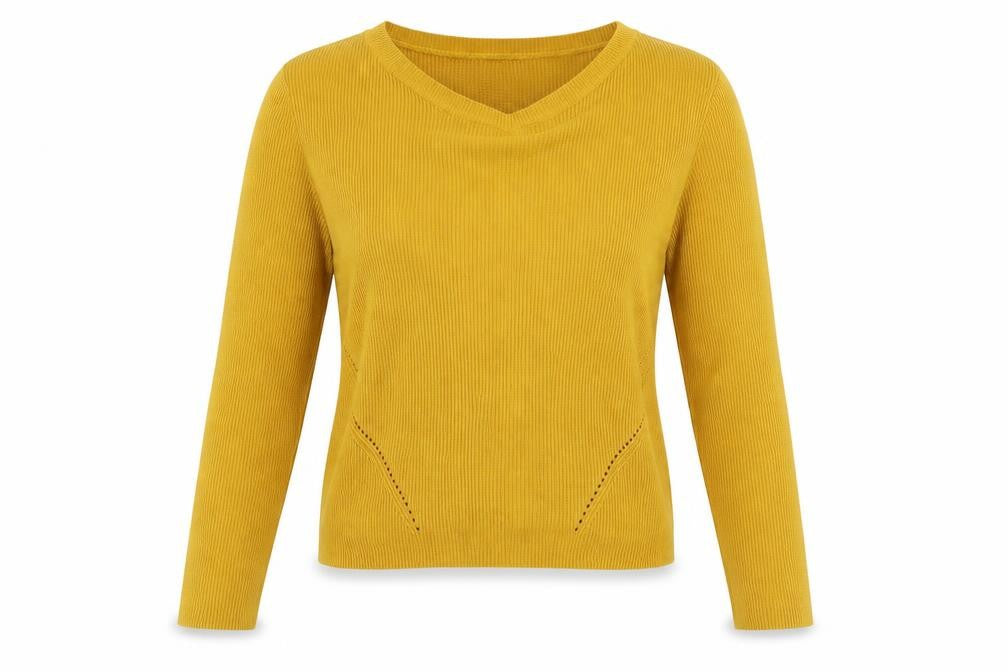 Front view of H&M women’s yellow jumper, size S