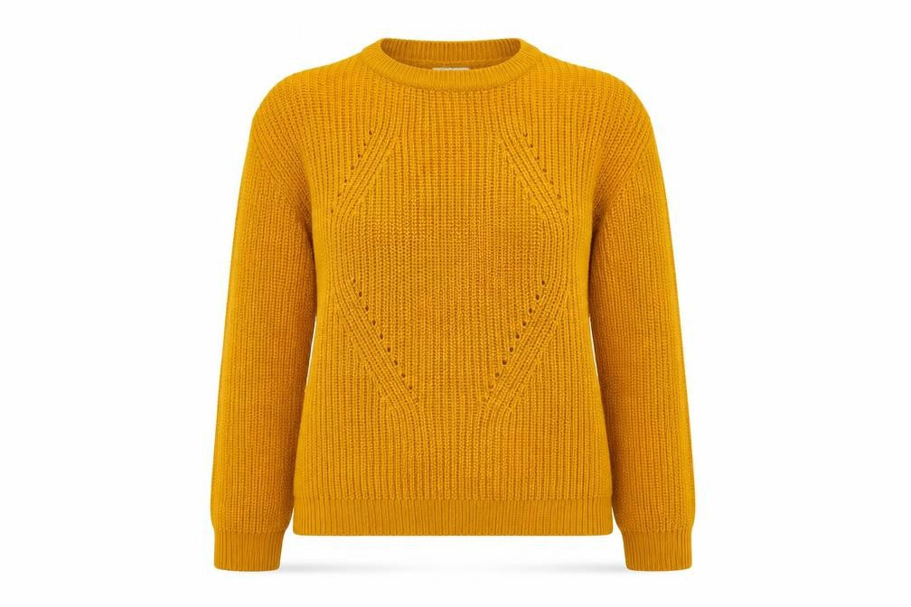 Front view of Papaya women’s yellow jumper, size M