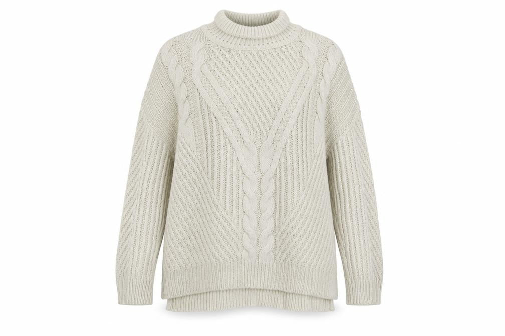 Front view of Papaya women’s beige jumper, size M