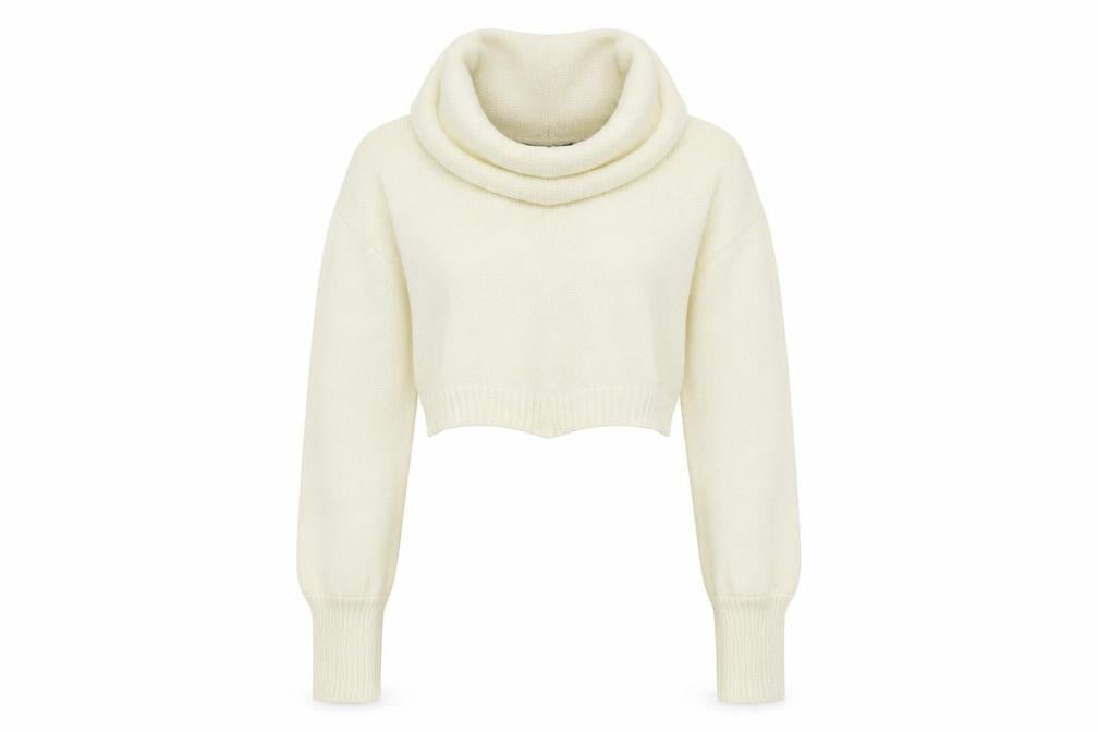Front view of PRETTYLITTLETHING women’s ivory jumper, size M