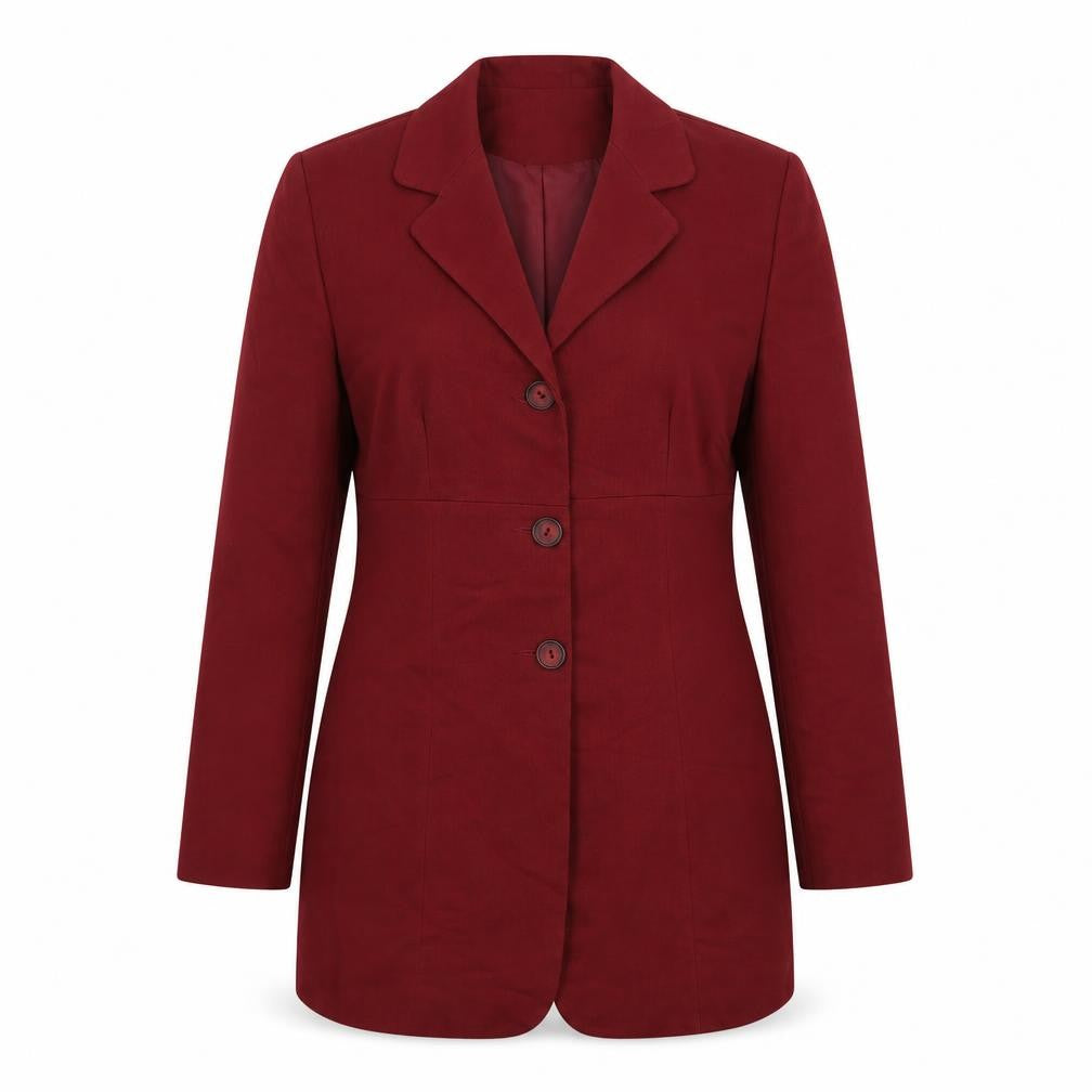 Front view of charlotti halton women’s red jacket blazer, size UK 10