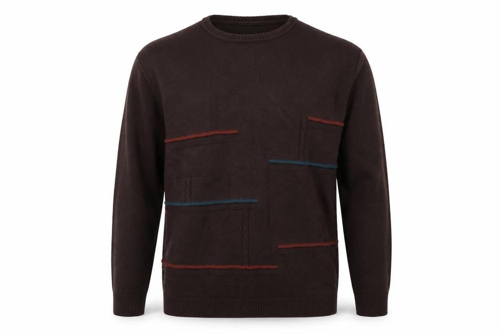 Front view of Preworn men’s brown jumper, size M