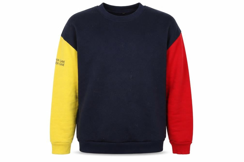 Front view of Preworn boys’ blue pullover sweatshirt, size L