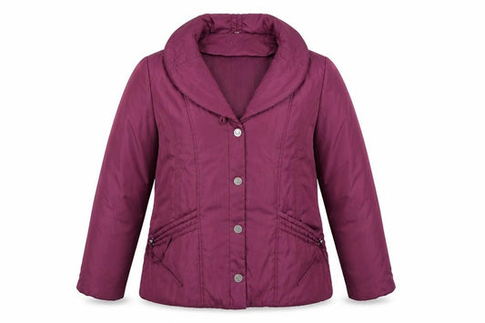 Front view of Klass women’s purple overcoat coat, size M