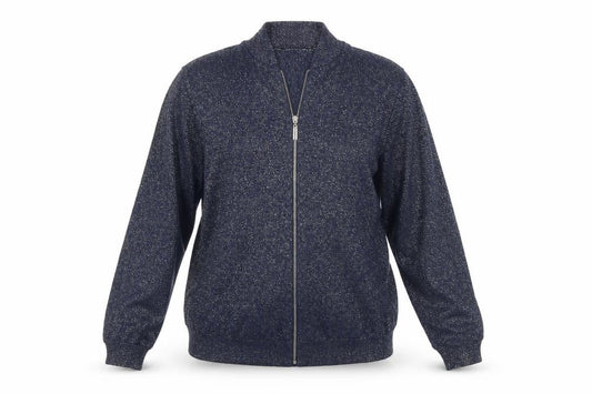 Front view of Atmosphere women’s blue jacket, size UK 14