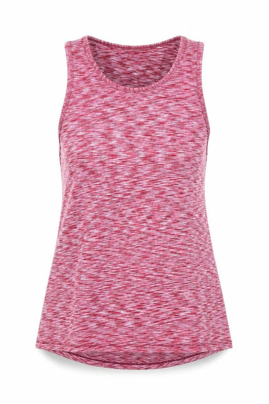 Front view of Boohoo women’s pink basic tank, size UK 8