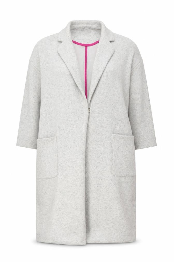 Front view of George women’s grey motorcycle jacket coat, size UK 12