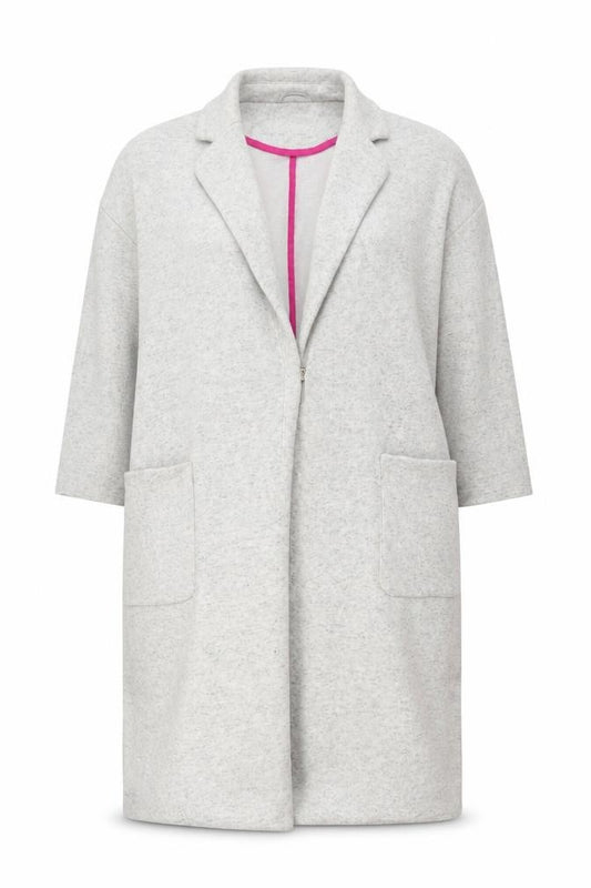 Front view of George women’s grey motorcycle jacket coat, size UK 12