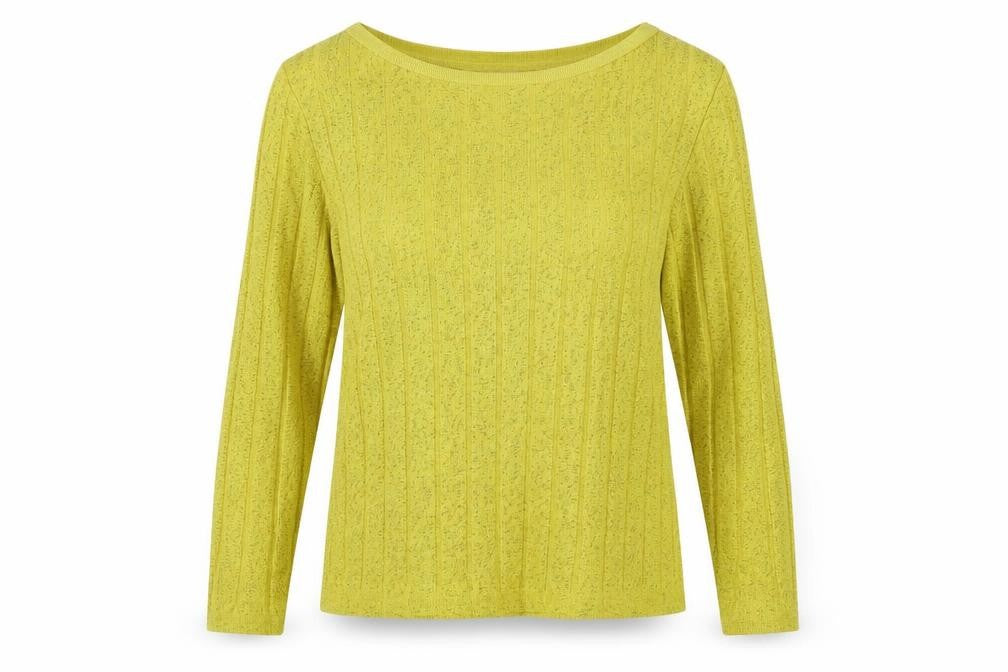 Front view of Marks & Spencer women’s yellow jumper, size UK 12