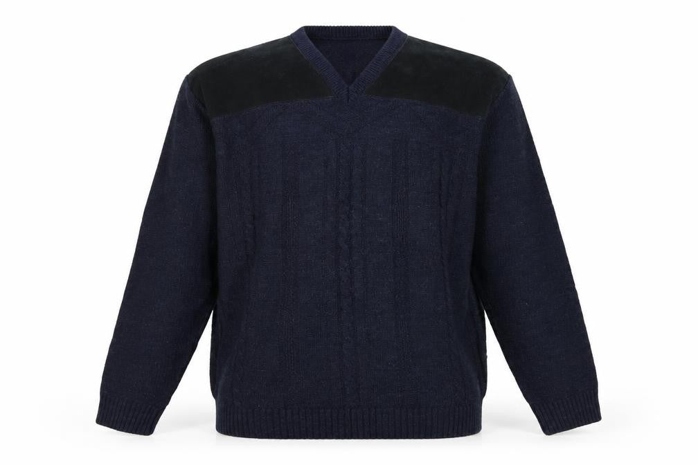 Front view of BHS men’s blue jumper, size L