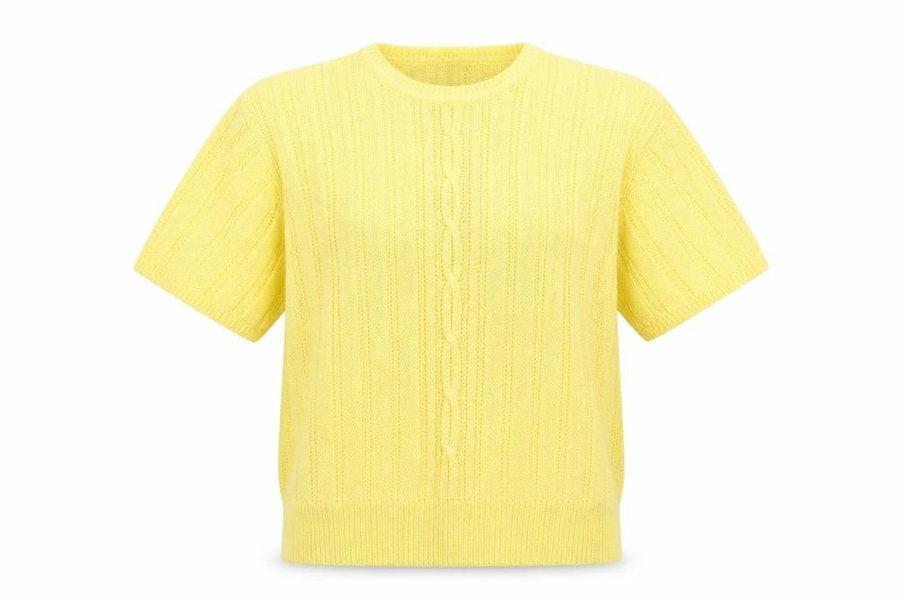 Front view of Compliments women’s yellow knit jumper, size M