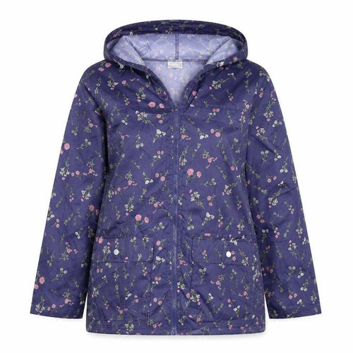 Anne De Lancay Womens Blue Floral  Anorak Jacket Size S