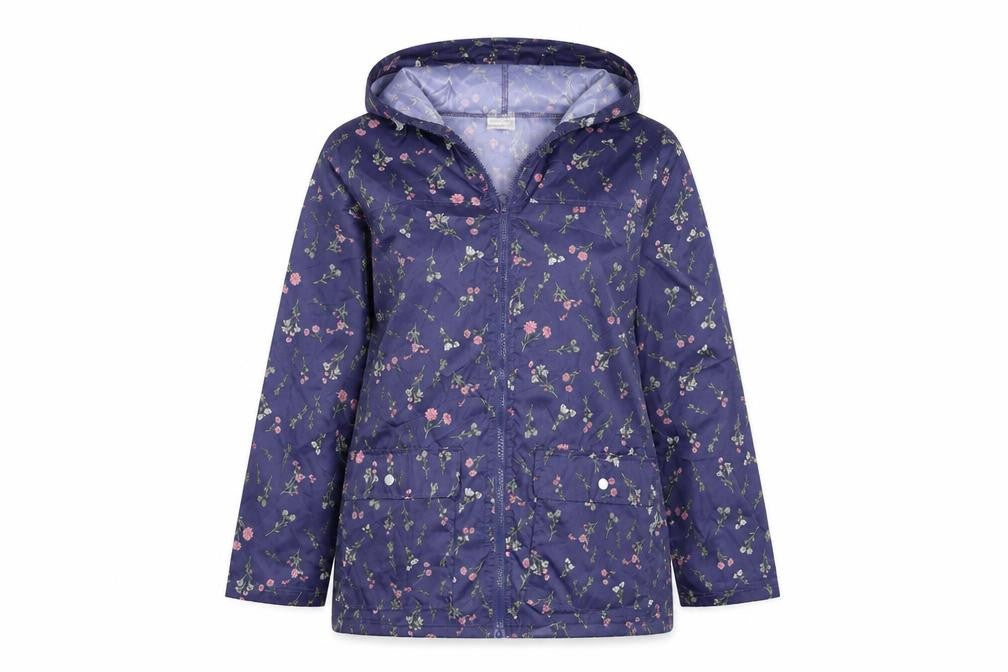 Anne De Lancay Womens Blue Floral  Anorak Jacket Size S