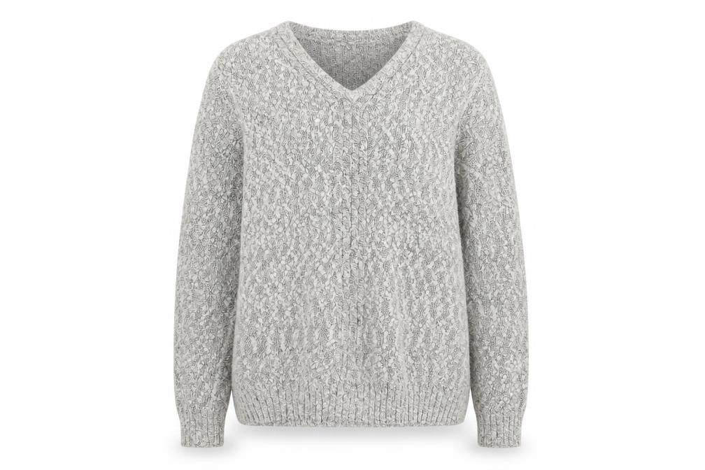 Front view of Isle women’s grey knit jumper, size M