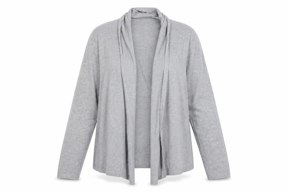 Front view of Matalan women’s grey cardigan jumper, size UK 16