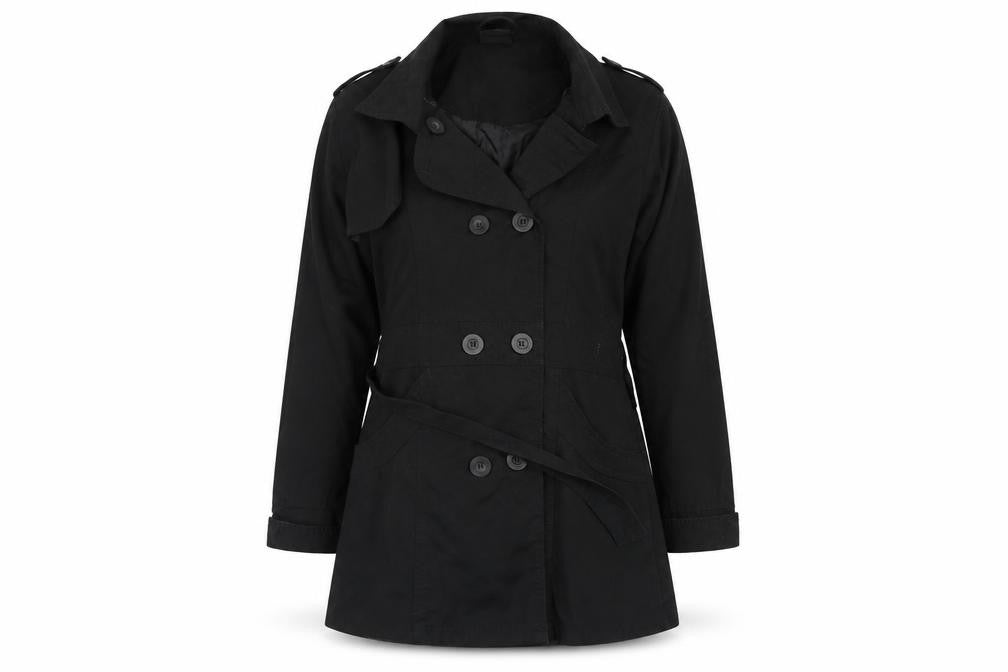 Front view of TG women’s black jacket, size UK 10