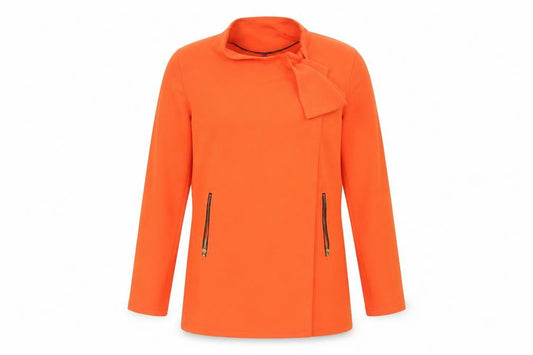 Front view of Atmosphere women’s orange jacket coatigan, size UK 10