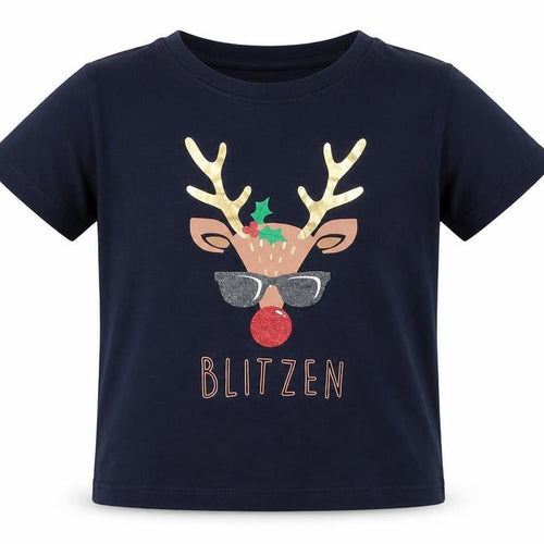 Society Eight Girls Blue   Basic T-Shirt Size 5-6 Years  - christmas