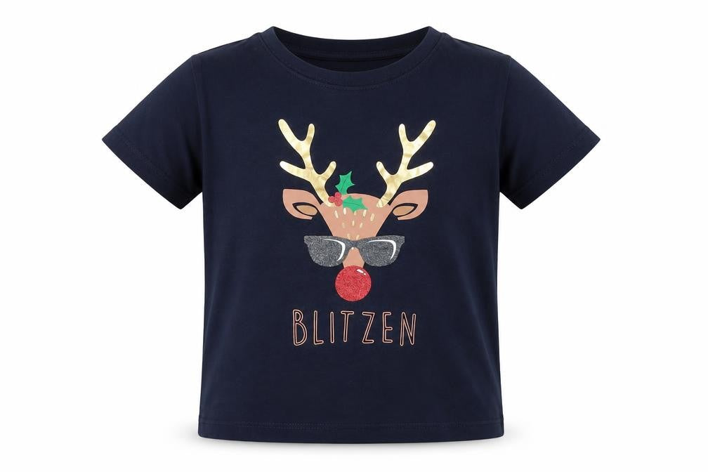 Society Eight Girls Blue   Basic T-Shirt Size 5-6 Years  - christmas