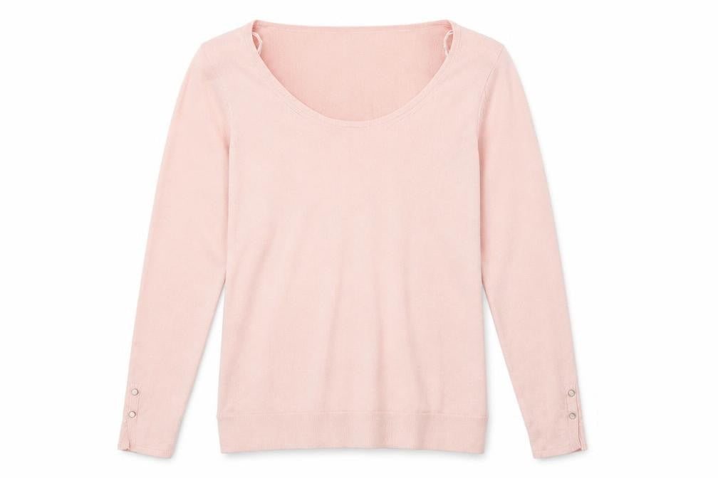 Front view of Encuentro women’s pink jumper, size S