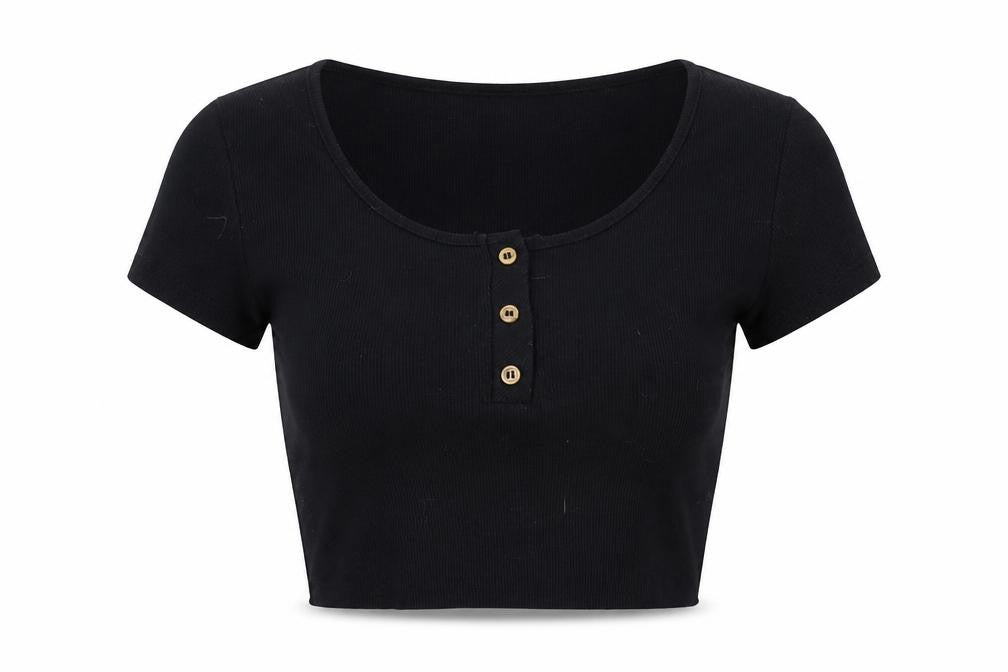 Primark Womens Black   Cropped T-Shirt Size 2XS