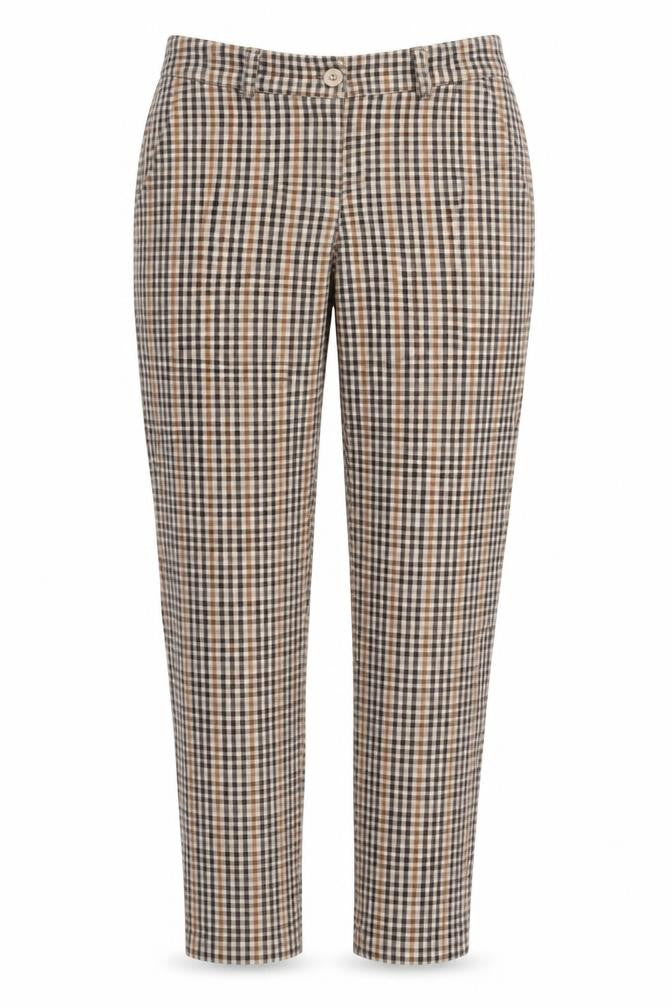 Preworn Womens Beige Check  Trousers  Size 28 in L27 in