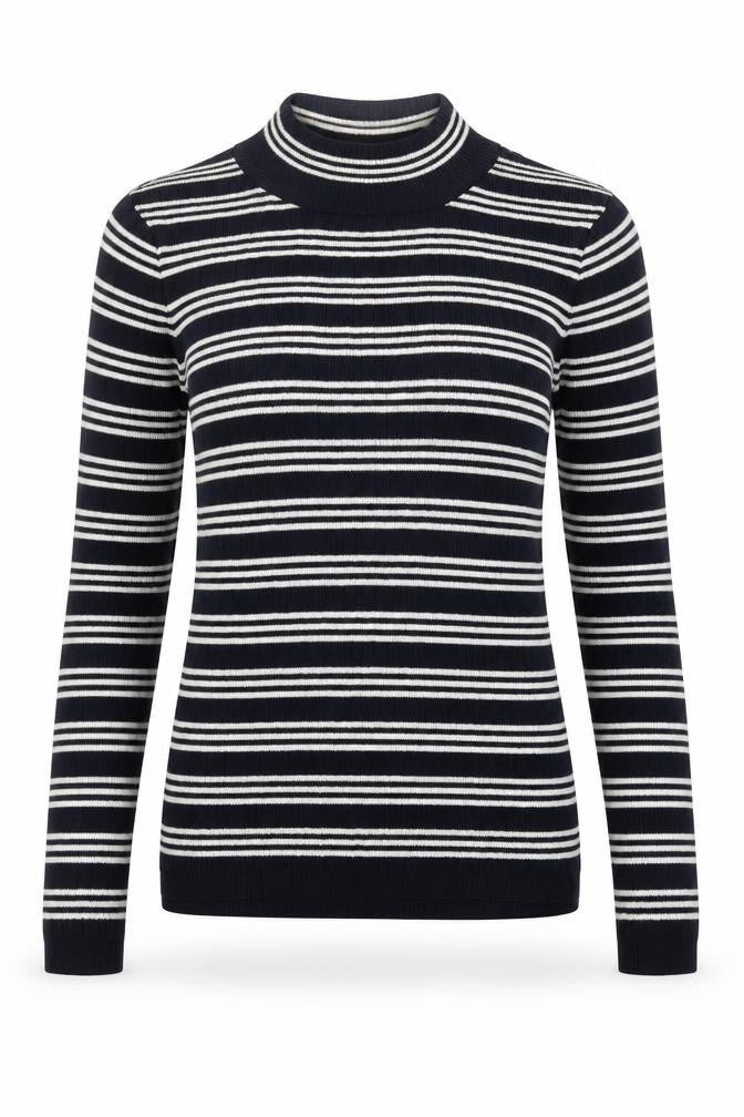 Front view of Primark women’s blue striped jumper, size UK 10