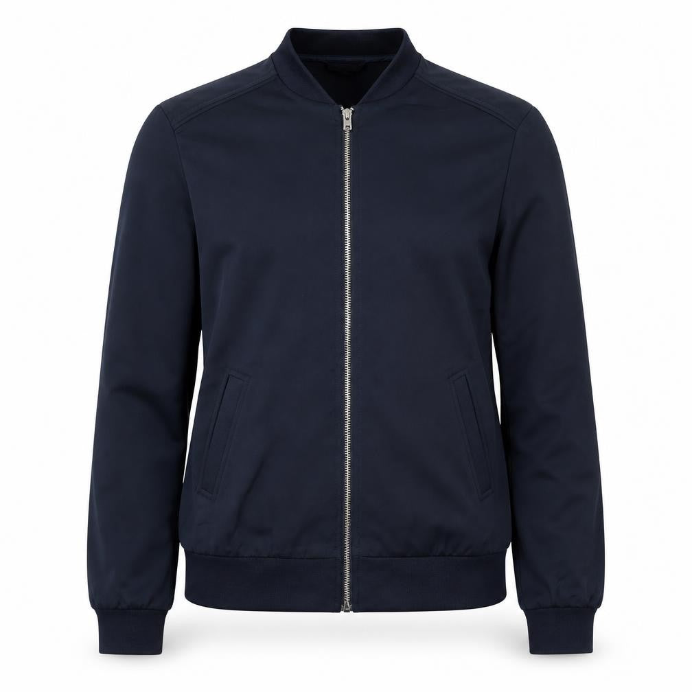 Front view of Topshop women’s blue jacket, size UK 8