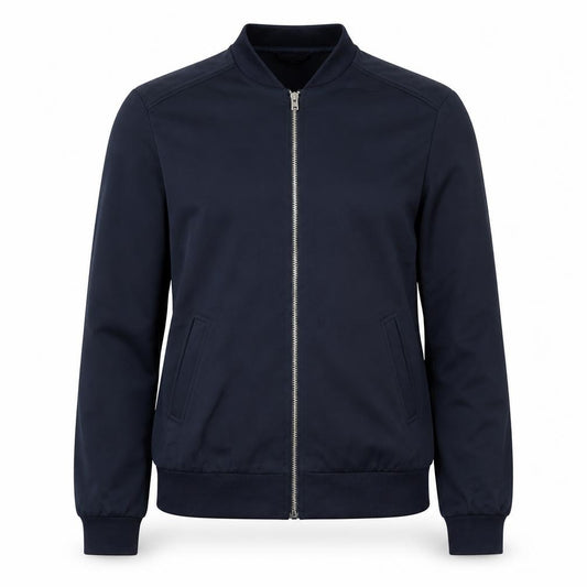 Front view of Topshop women’s blue jacket, size UK 8