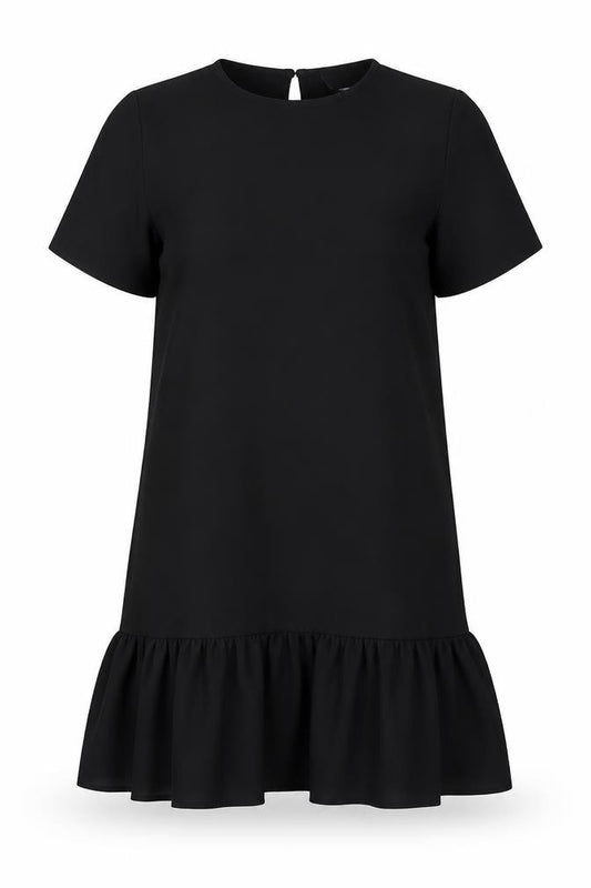 Front view of ASOS women’s black mini, size UK 6