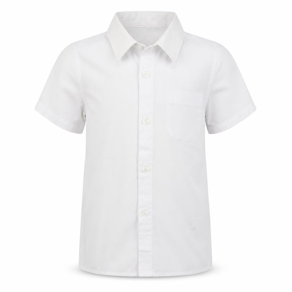 Front view of Marks & Spencer girls’ white basic button-up, size 3-4, years