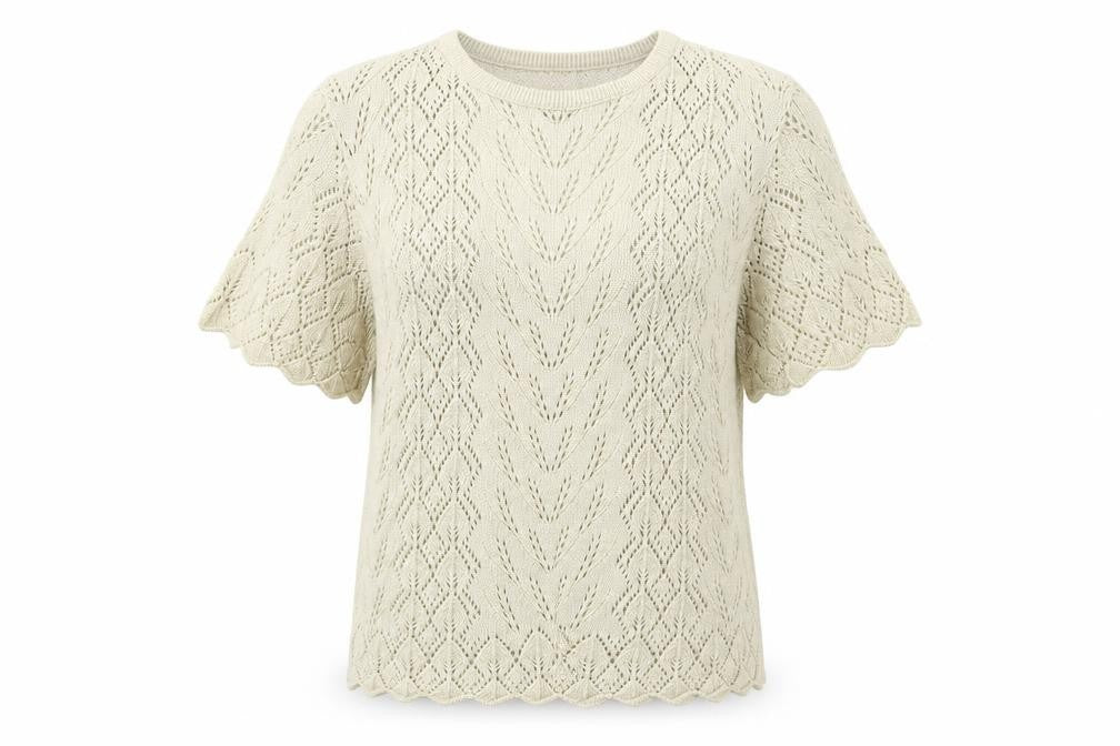 Front view of Fleurie women’s beige knit jumper, size M